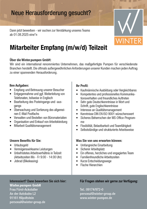 Stellenanzeige-Mitarbeiter-Empfang
